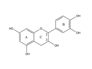 Catechin, a flavan-3-ol, is a tuype of natural phenol and antioxidant produced as a secondary metabolite in plants. 